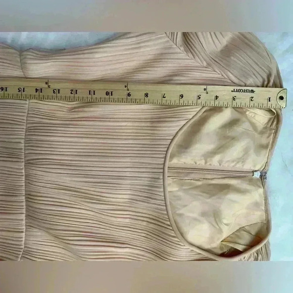 Vintage 70s Marita By Anthony Muto Gown Size 12 Deadstock NWT Peach Pleated - Picture 12 of 15